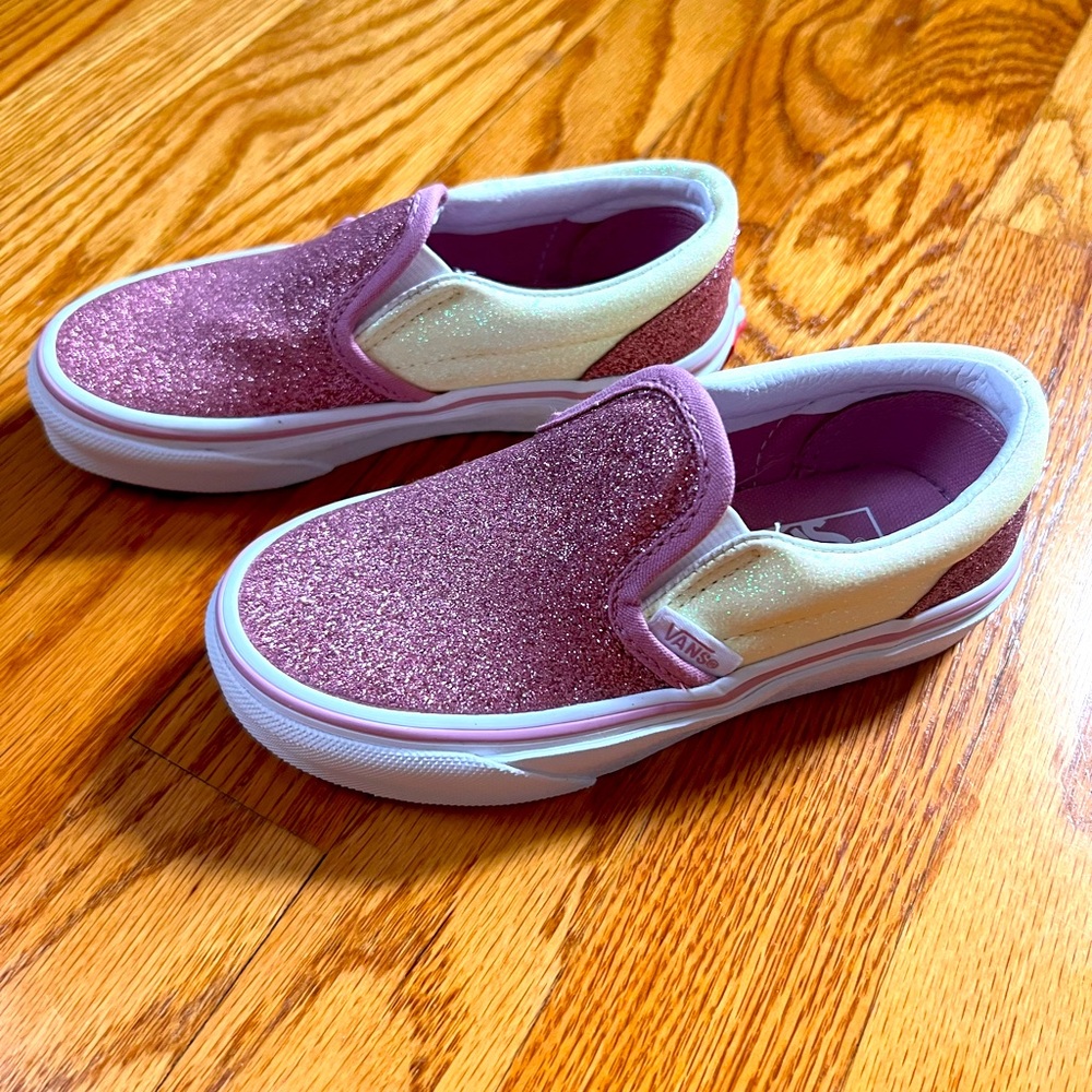 COPY - Toddler girls size 11 vans pink glitter slip ons